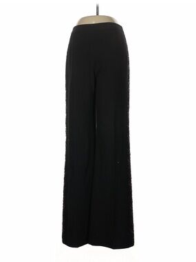 Oscar de la Renta Black Wide Leg Pants Beaded Side Stripe Dress Trousers Size 6